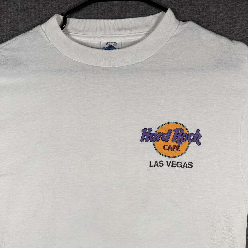 Vintage Hard Rock Cafe Las Vegas T Shirt L White Guitar Back Graphic USA Nevada